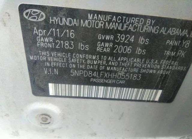 Photo 8 VIN: 5NPD84LFXHH055183 - HYUNDAI ELANTRA 