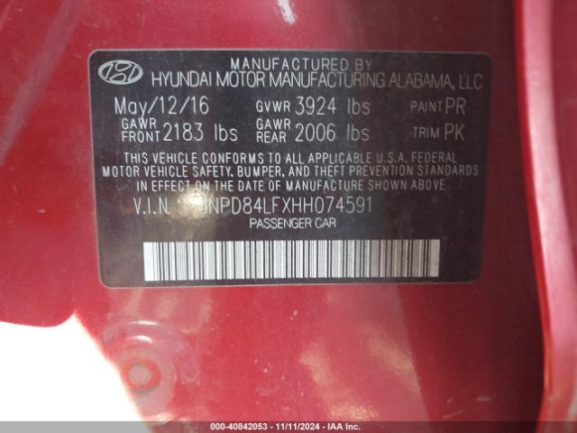 Photo 8 VIN: 5NPD84LFXHH074591 - HYUNDAI ELANTRA 