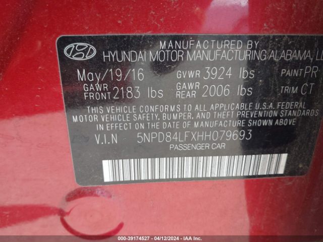 Photo 8 VIN: 5NPD84LFXHH079693 - HYUNDAI ELANTRA 