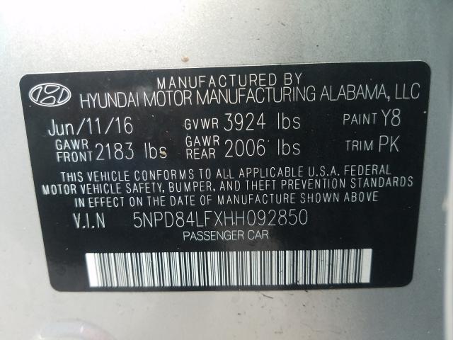 Photo 9 VIN: 5NPD84LFXHH092850 - HYUNDAI ELANTRA 