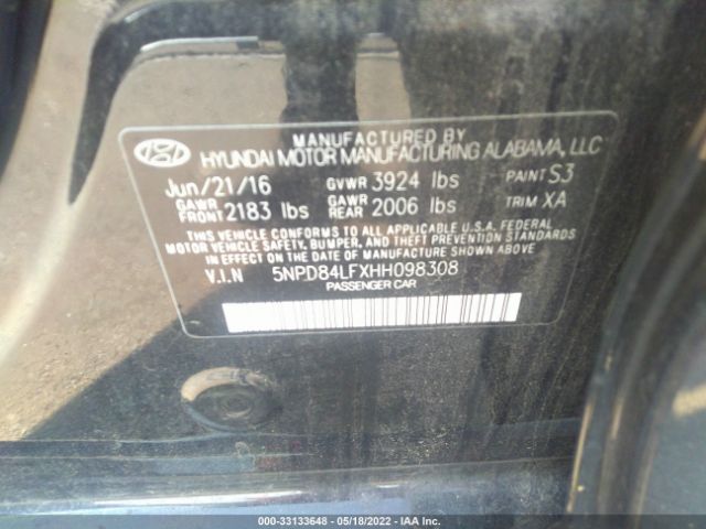 Photo 8 VIN: 5NPD84LFXHH098308 - HYUNDAI ELANTRA 