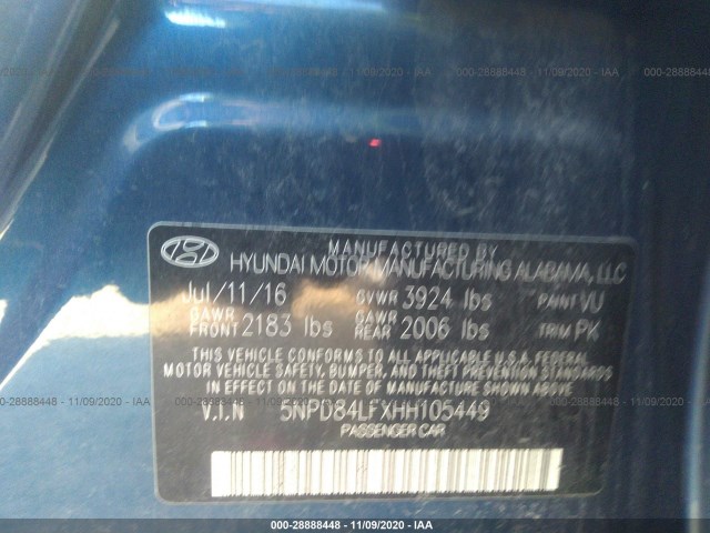 Photo 8 VIN: 5NPD84LFXHH105449 - HYUNDAI ELANTRA 