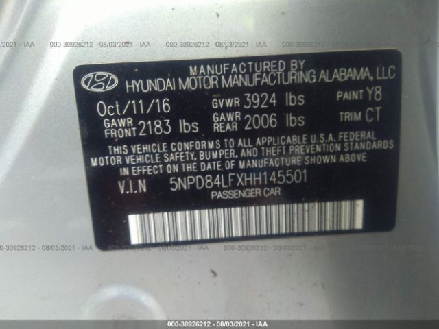 Photo 8 VIN: 5NPD84LFXHH145501 - HYUNDAI ELANTRA 