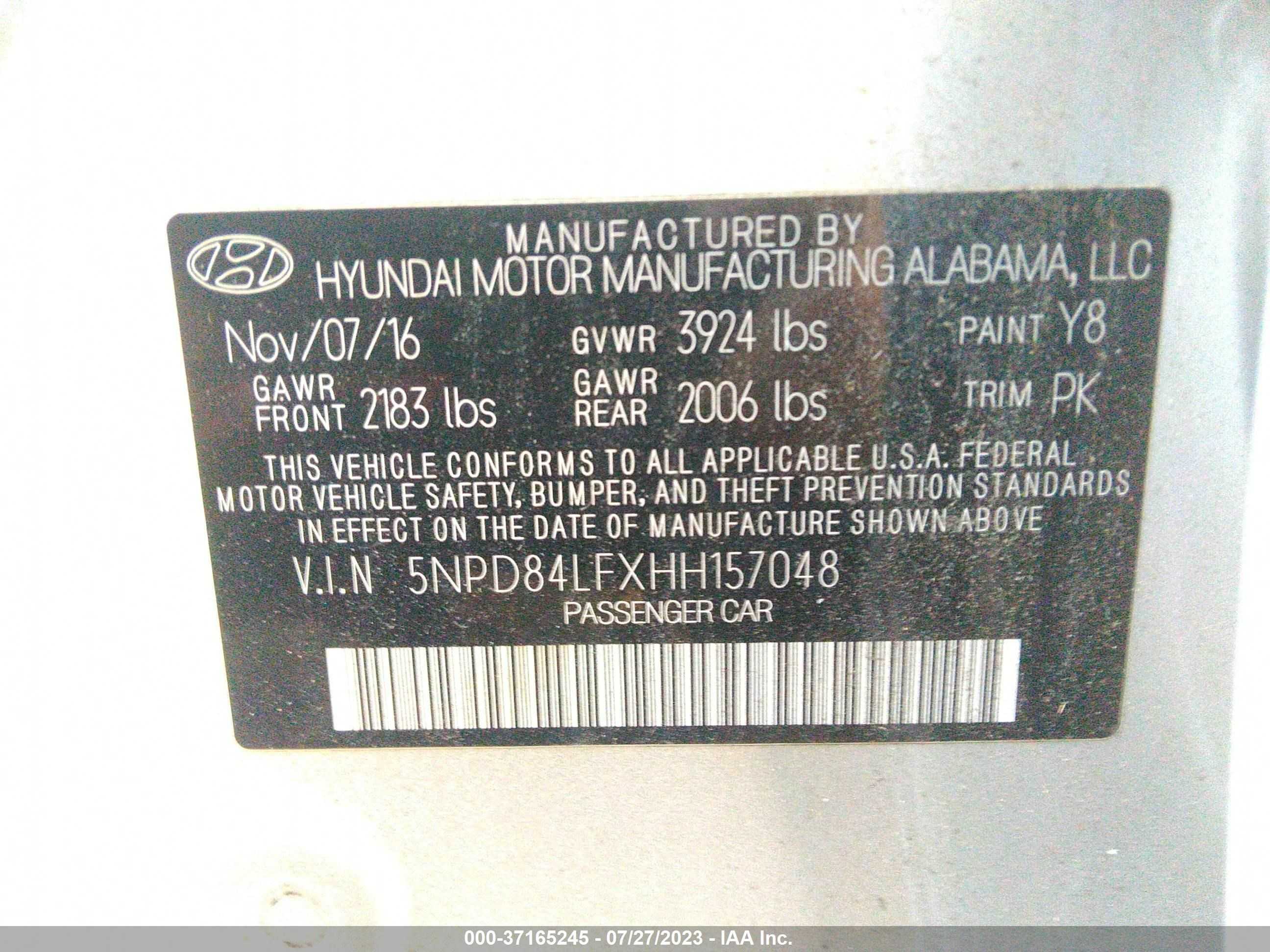 Photo 8 VIN: 5NPD84LFXHH157048 - HYUNDAI ELANTRA 