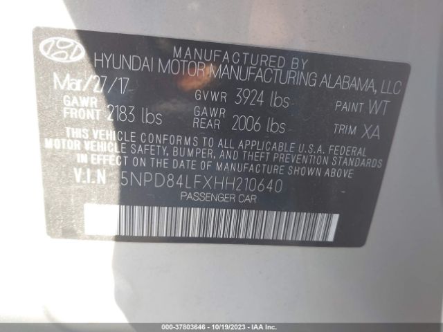 Photo 8 VIN: 5NPD84LFXHH210640 - HYUNDAI ELANTRA 