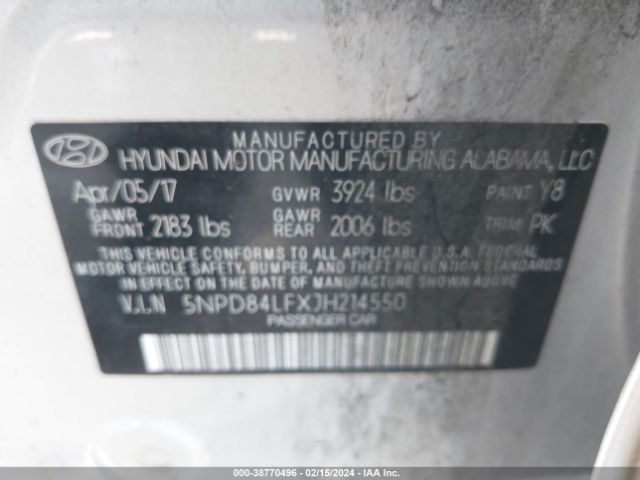 Photo 8 VIN: 5NPD84LFXJH214550 - HYUNDAI ELANTRA 