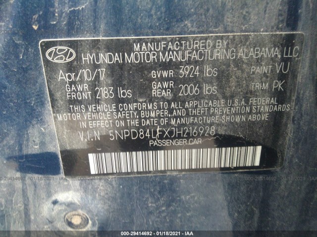 Photo 8 VIN: 5NPD84LFXJH216928 - HYUNDAI ELANTRA 