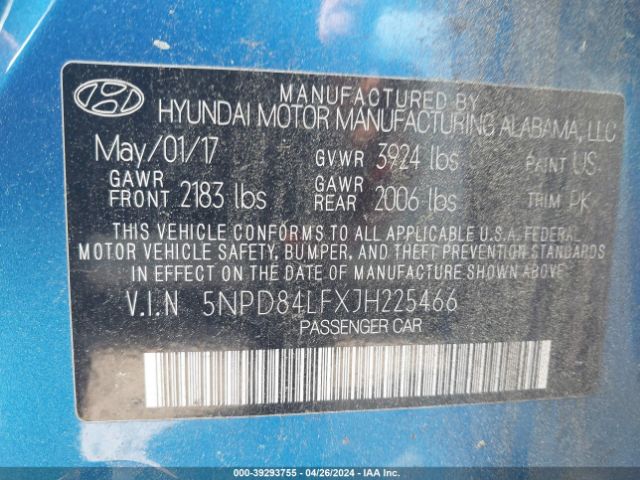 Photo 8 VIN: 5NPD84LFXJH225466 - HYUNDAI ELANTRA 