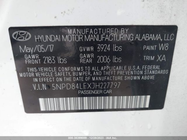 Photo 8 VIN: 5NPD84LFXJH227797 - HYUNDAI ELANTRA 