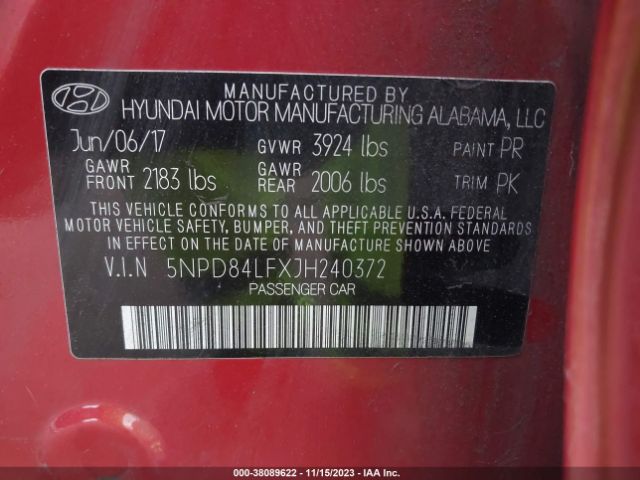 Photo 8 VIN: 5NPD84LFXJH240372 - HYUNDAI ELANTRA 