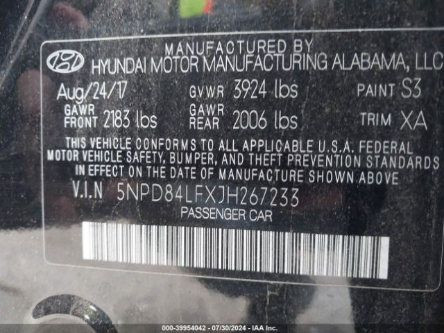 Photo 8 VIN: 5NPD84LFXJH267233 - HYUNDAI ELANTRA 