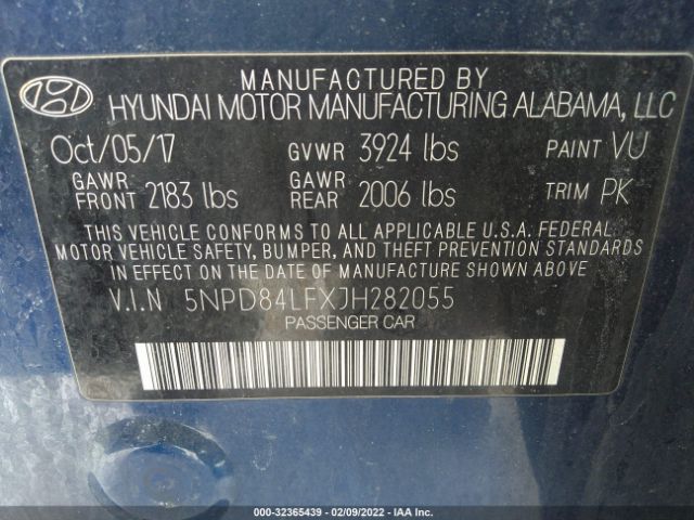 Photo 8 VIN: 5NPD84LFXJH282055 - HYUNDAI ELANTRA 