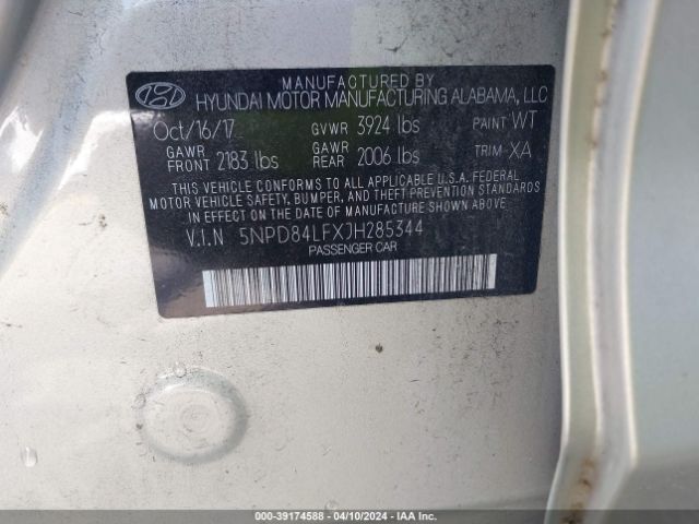 Photo 8 VIN: 5NPD84LFXJH285344 - HYUNDAI ELANTRA 