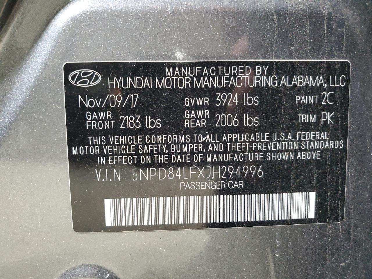 Photo 11 VIN: 5NPD84LFXJH294996 - HYUNDAI ELANTRA 