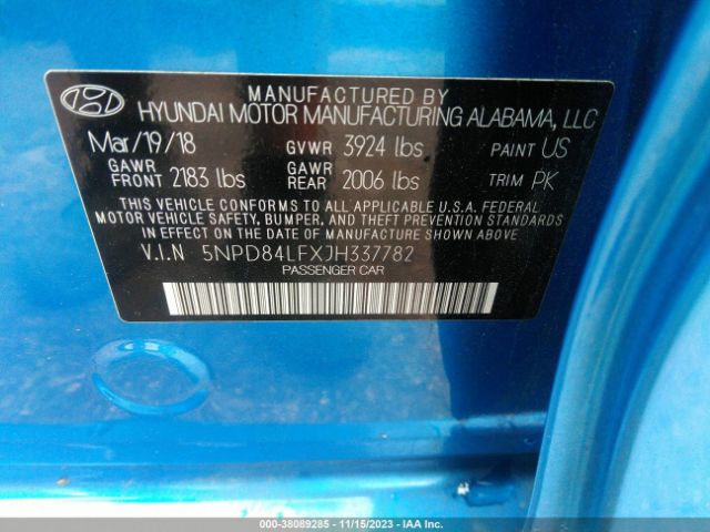 Photo 8 VIN: 5NPD84LFXJH337782 - HYUNDAI ELANTRA 