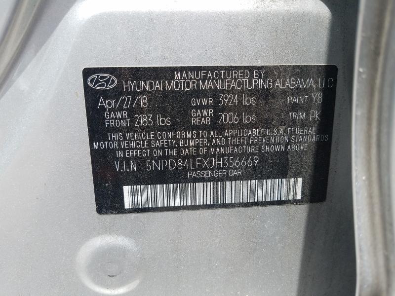 Photo 9 VIN: 5NPD84LFXJH356669 - HYUNDAI ELANTRA SE 