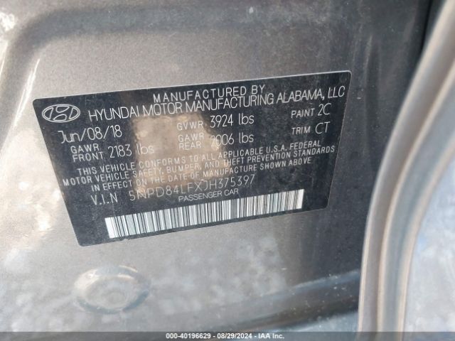 Photo 8 VIN: 5NPD84LFXJH375397 - HYUNDAI ELANTRA 