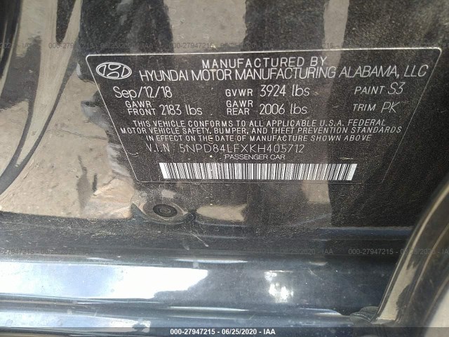 Photo 8 VIN: 5NPD84LFXKH405712 - HYUNDAI ELANTRA 