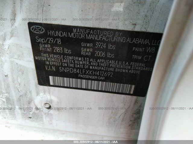 Photo 8 VIN: 5NPD84LFXKH412692 - HYUNDAI ELANTRA 