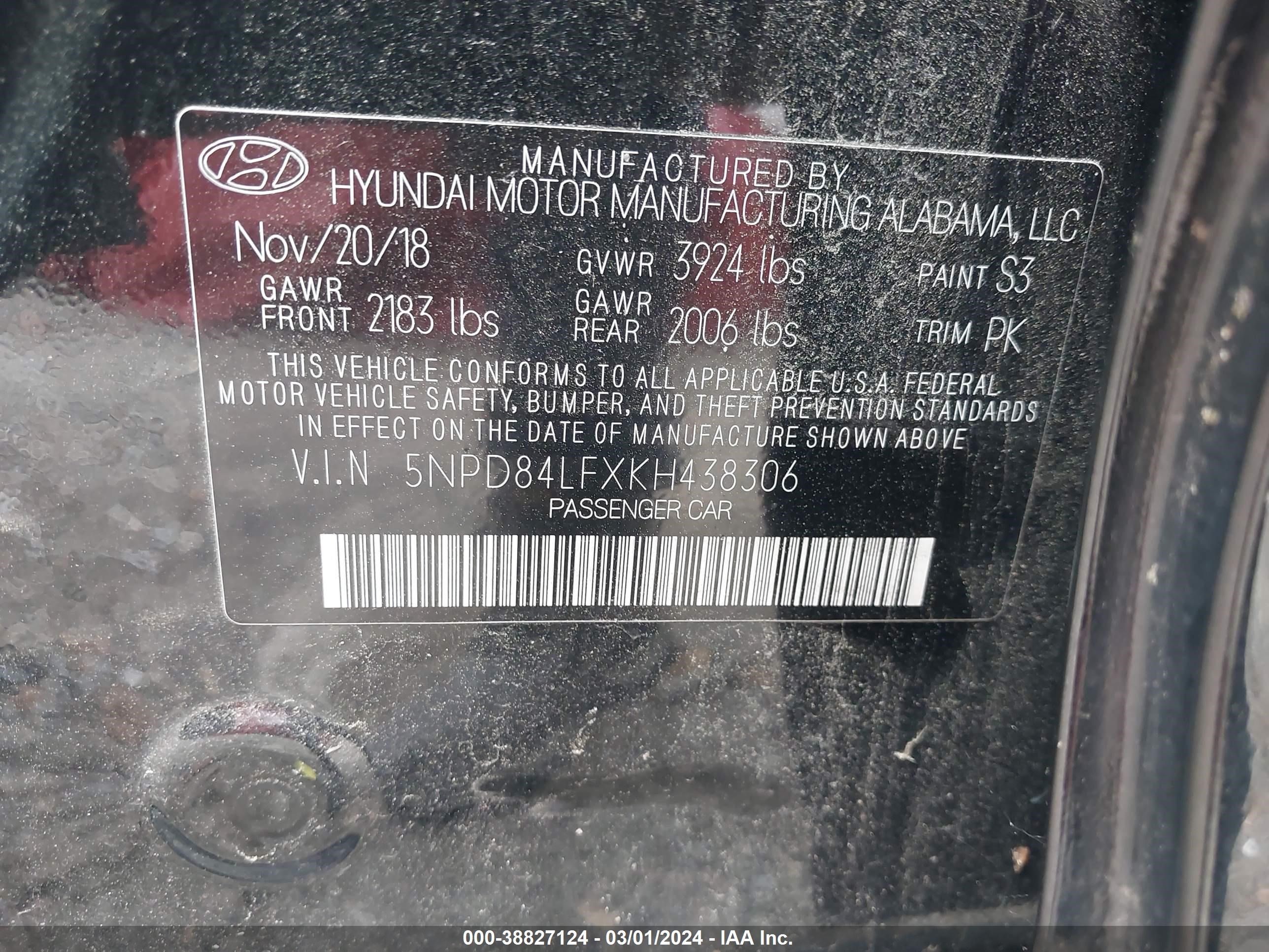 Photo 8 VIN: 5NPD84LFXKH438306 - HYUNDAI ELANTRA 