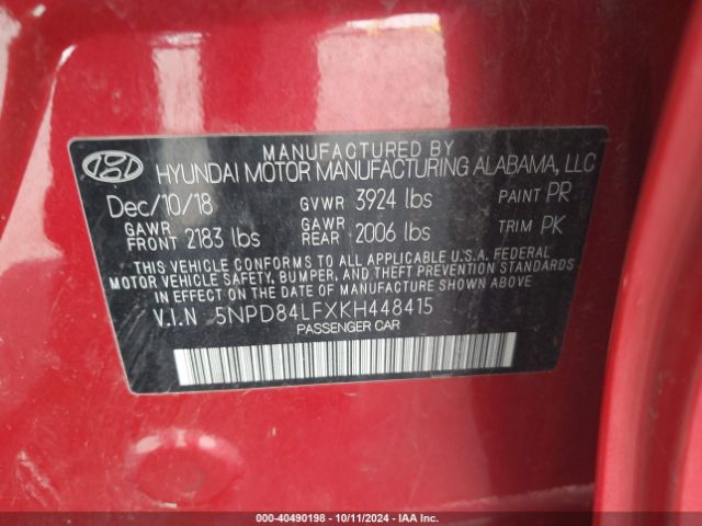 Photo 8 VIN: 5NPD84LFXKH448415 - HYUNDAI ELANTRA 