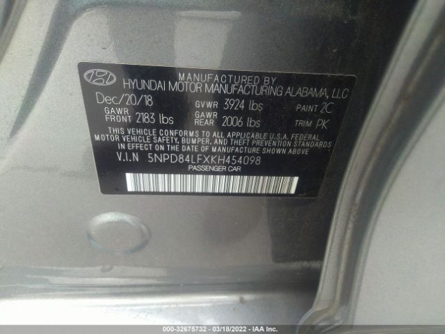 Photo 8 VIN: 5NPD84LFXKH454098 - HYUNDAI ELANTRA 