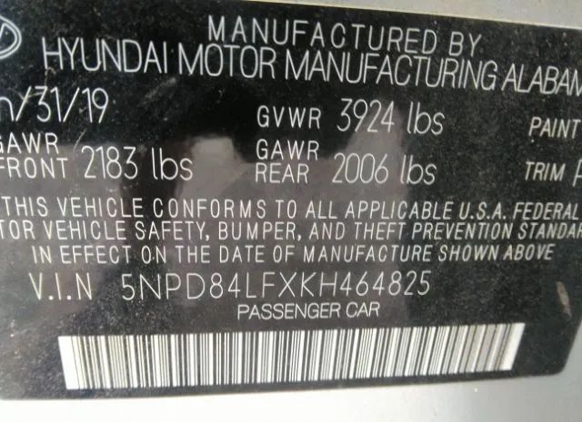 Photo 8 VIN: 5NPD84LFXKH464825 - HYUNDAI ELANTRA 