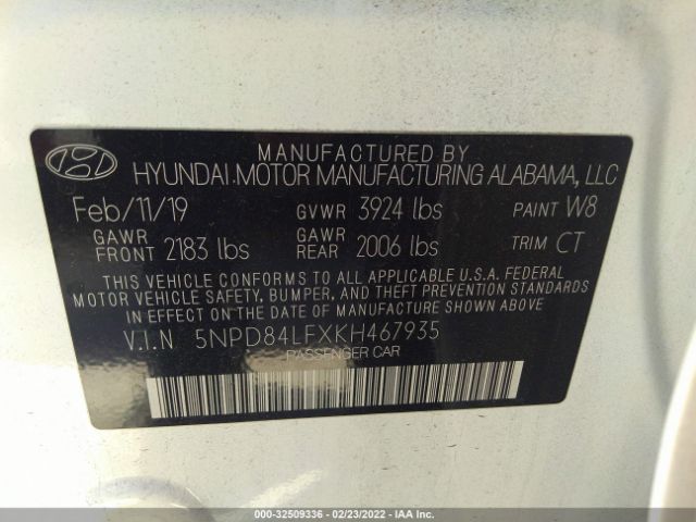 Photo 8 VIN: 5NPD84LFXKH467935 - HYUNDAI ELANTRA 