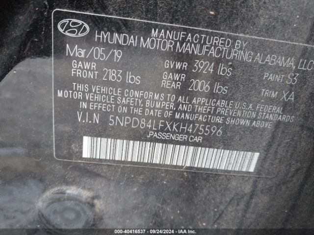 Photo 8 VIN: 5NPD84LFXKH475596 - HYUNDAI ELANTRA 