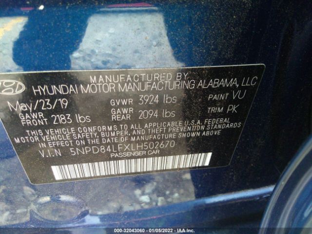 Photo 8 VIN: 5NPD84LFXLH502670 - HYUNDAI ELANTRA 