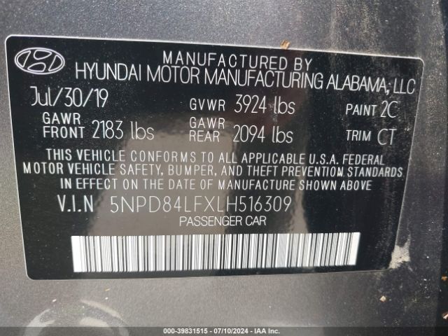 Photo 8 VIN: 5NPD84LFXLH516309 - HYUNDAI ELANTRA 