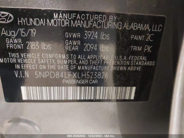 Photo 8 VIN: 5NPD84LFXLH523826 - HYUNDAI ELANTRA 