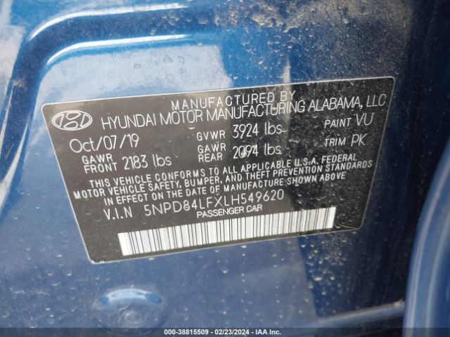 Photo 8 VIN: 5NPD84LFXLH549620 - HYUNDAI ELANTRA 