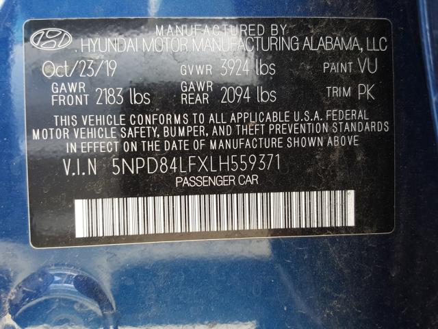 Photo 9 VIN: 5NPD84LFXLH559371 - HYUNDAI ELANTRA SE 