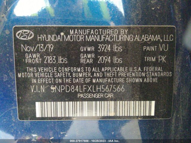 Photo 8 VIN: 5NPD84LFXLH567566 - HYUNDAI ELANTRA 