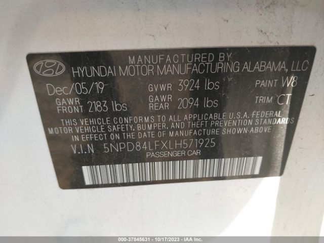 Photo 8 VIN: 5NPD84LFXLH571925 - HYUNDAI ELANTRA 