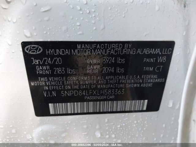 Photo 8 VIN: 5NPD84LFXLH583363 - HYUNDAI ELANTRA 