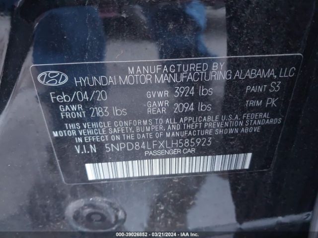 Photo 8 VIN: 5NPD84LFXLH585923 - HYUNDAI ELANTRA 