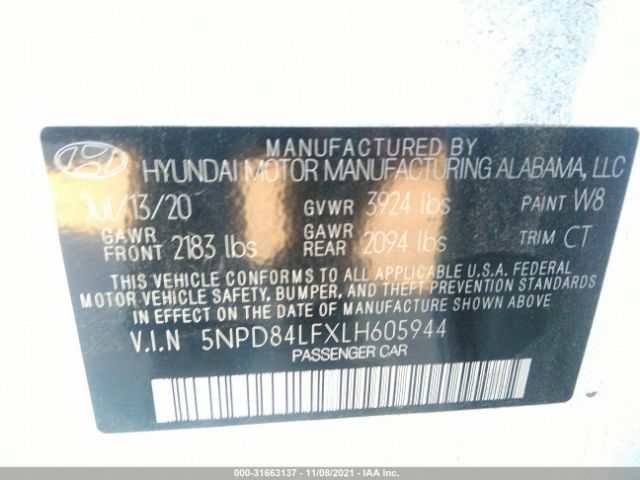 Photo 8 VIN: 5NPD84LFXLH605944 - HYUNDAI ELANTRA 