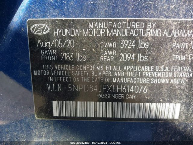 Photo 8 VIN: 5NPD84LFXLH614076 - HYUNDAI ELANTRA 