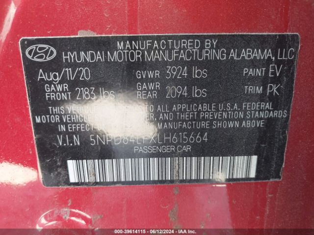 Photo 8 VIN: 5NPD84LFXLH615664 - HYUNDAI ELANTRA 