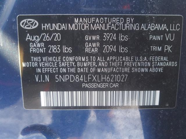 Photo 9 VIN: 5NPD84LFXLH621027 - HYUNDAI ELANTRA SE 