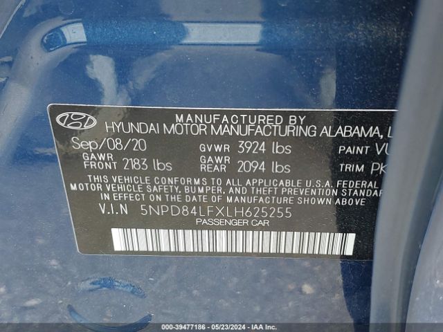 Photo 8 VIN: 5NPD84LFXLH625255 - HYUNDAI ELANTRA 