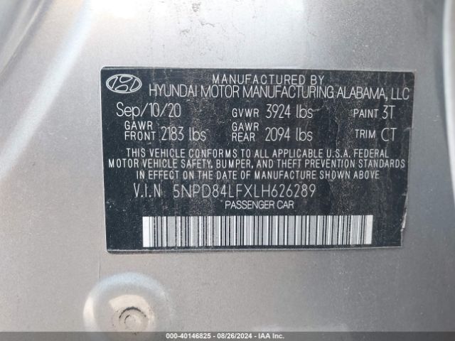 Photo 8 VIN: 5NPD84LFXLH626289 - HYUNDAI ELANTRA 