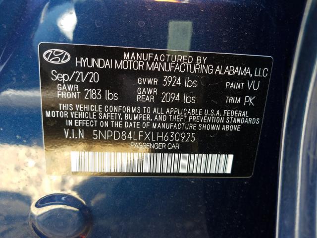 Photo 9 VIN: 5NPD84LFXLH630925 - HYUNDAI ELANTRA SE 