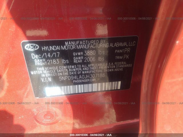 Photo 8 VIN: 5NPD94LA0JH307188 - HYUNDAI ELANTRA 