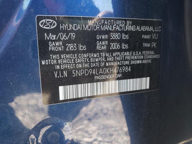 Photo 9 VIN: 5NPD94LA0KH476984 - HYUNDAI ELANTRA EC 