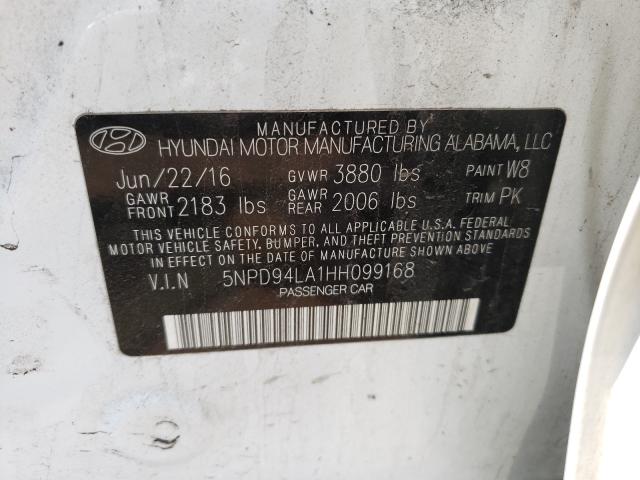 Photo 9 VIN: 5NPD94LA1HH099168 - HYUNDAI ELANTRA EC 