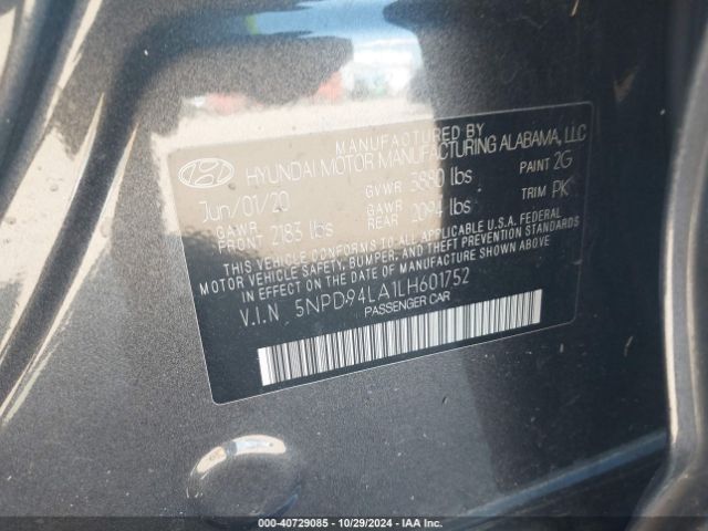 Photo 8 VIN: 5NPD94LA1LH601752 - HYUNDAI ELANTRA 