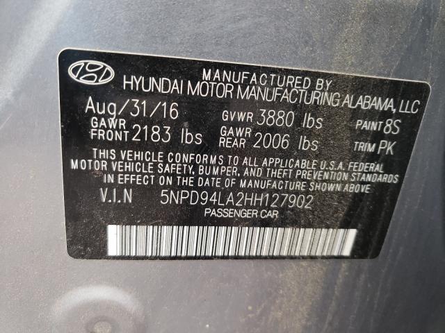 Photo 9 VIN: 5NPD94LA2HH127902 - HYUNDAI ELANTRA EC 